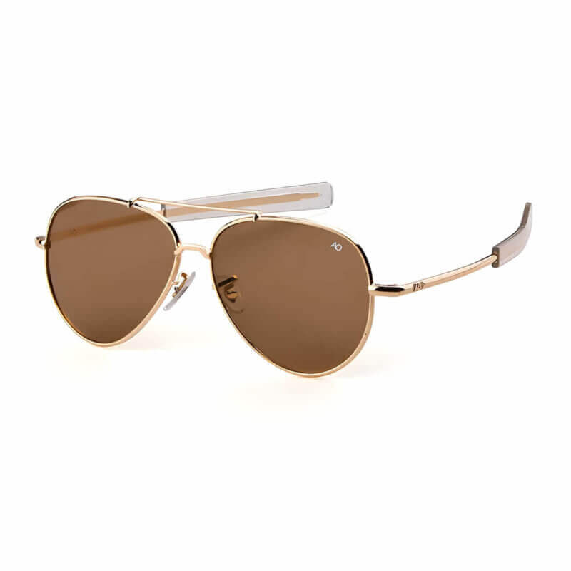 Óculos de Sol Masculino Aviador Dourado e Marrom Overtize